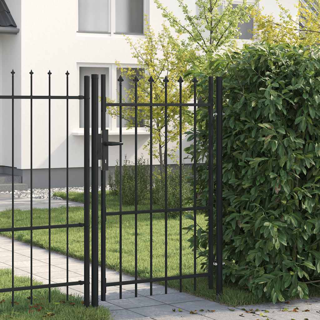 JUNG Vida Zauntor Einzelflügel mit Speerspitzen Stahl 1 x 1,5 m Schwarz