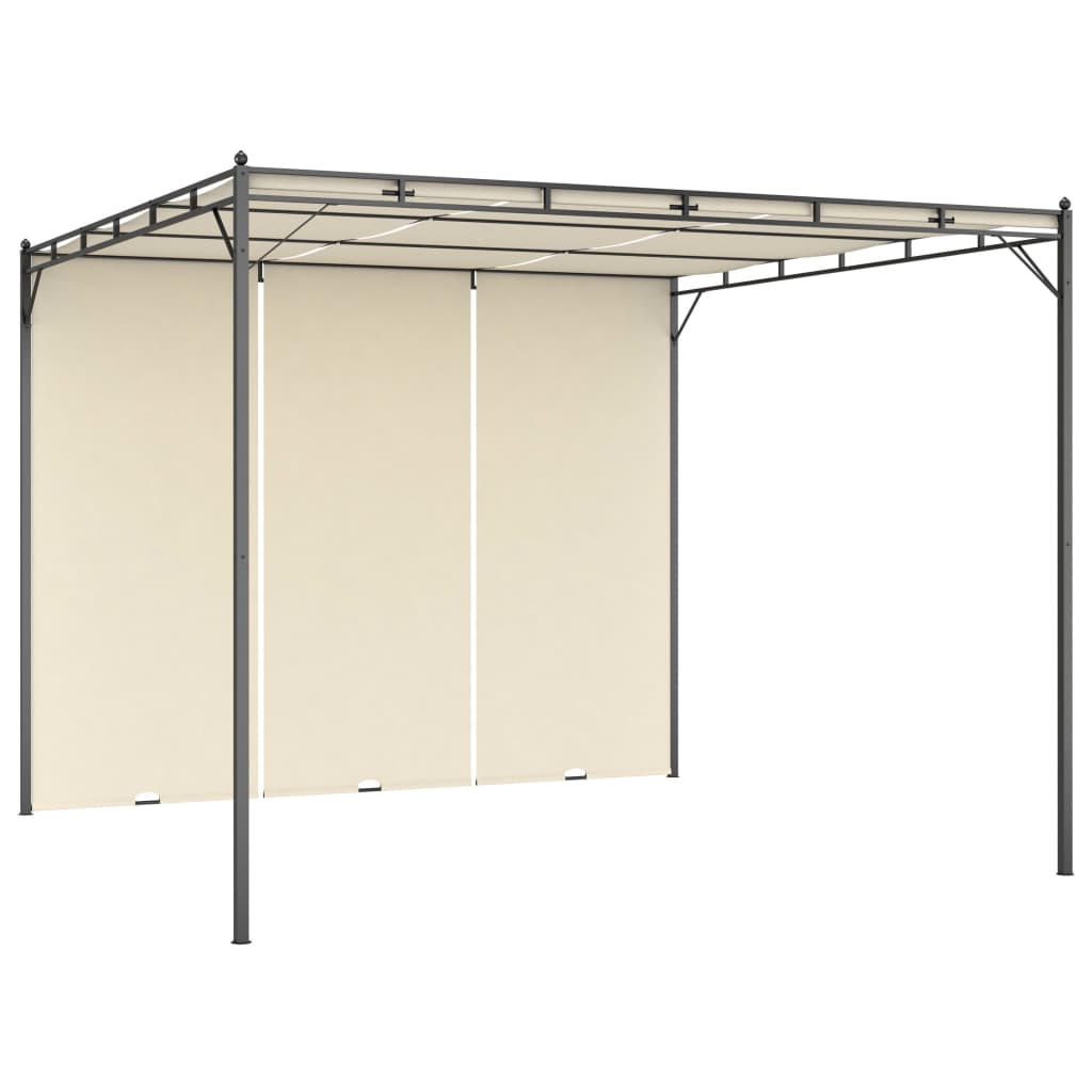 JUNG Vida Gartenpavillon mit Seitenvorhang 3x3x2,25 m Creme
