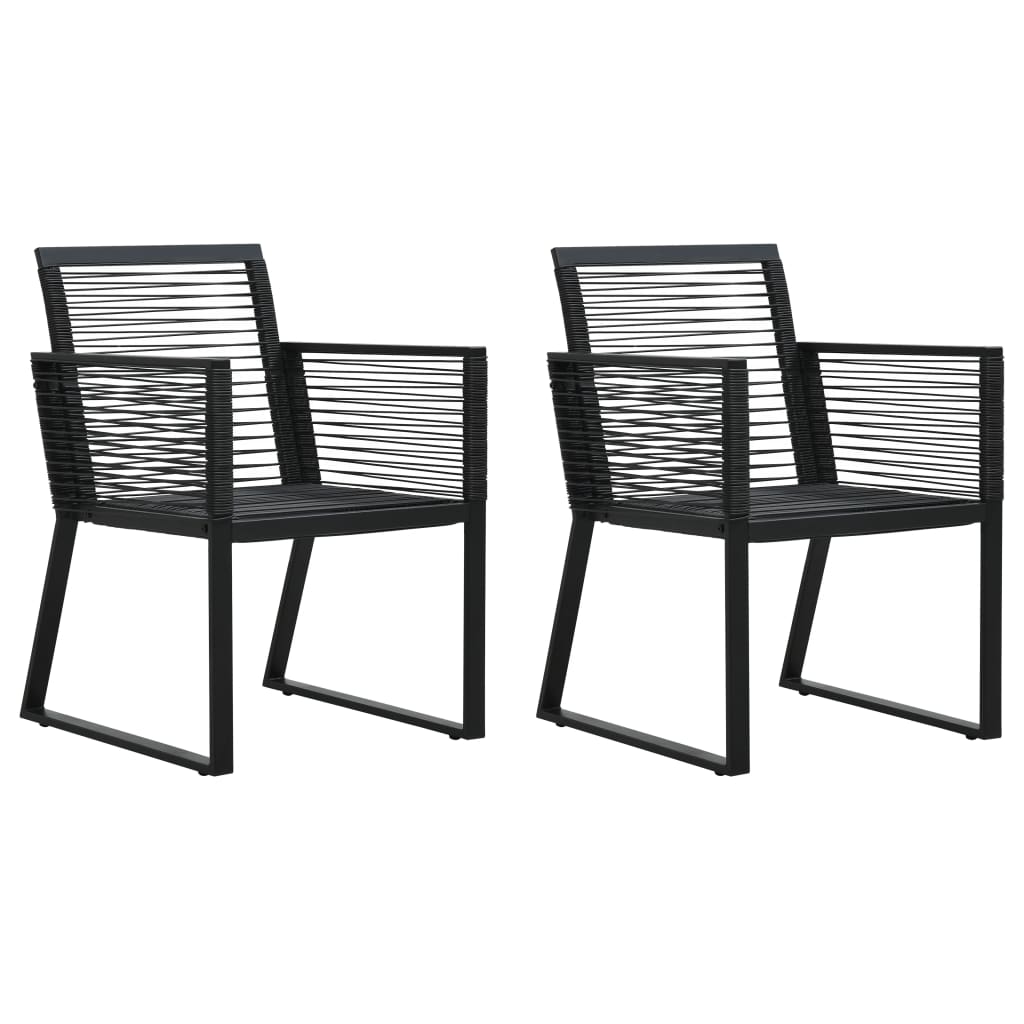 JUNG Vida Gartenstühle 2 Stk. Schwarz PVC Rattan