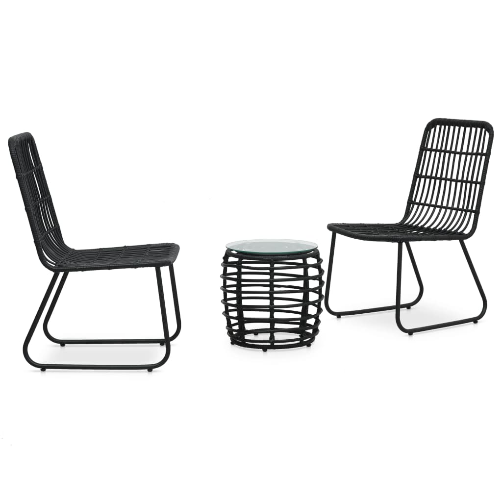 JUNG Vida 3-tlg. Bistro-Set Poly Rattan Schwarz