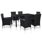 JUNG Vida 7-tlg. Garten-Essgruppe Poly Rattan Schwarz