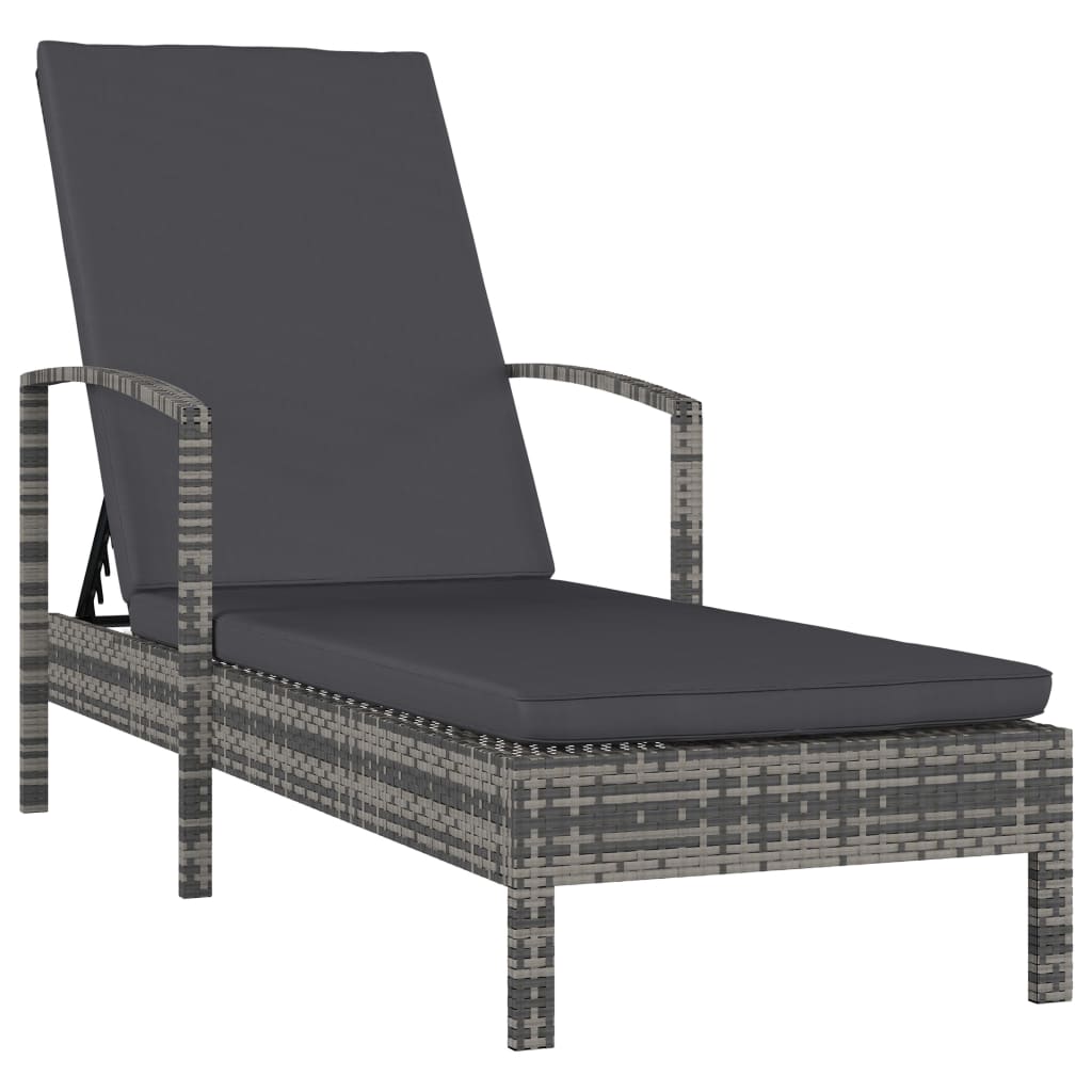 JUNG Vida Sonnenliege mit Armlehnen Poly Rattan Grau