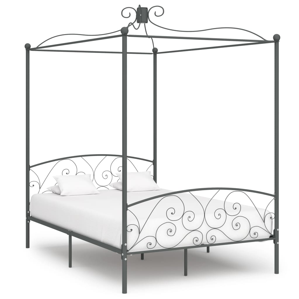 JUNG Vida Himmelbett-Gestell Grau Metall 140 x 200 cm