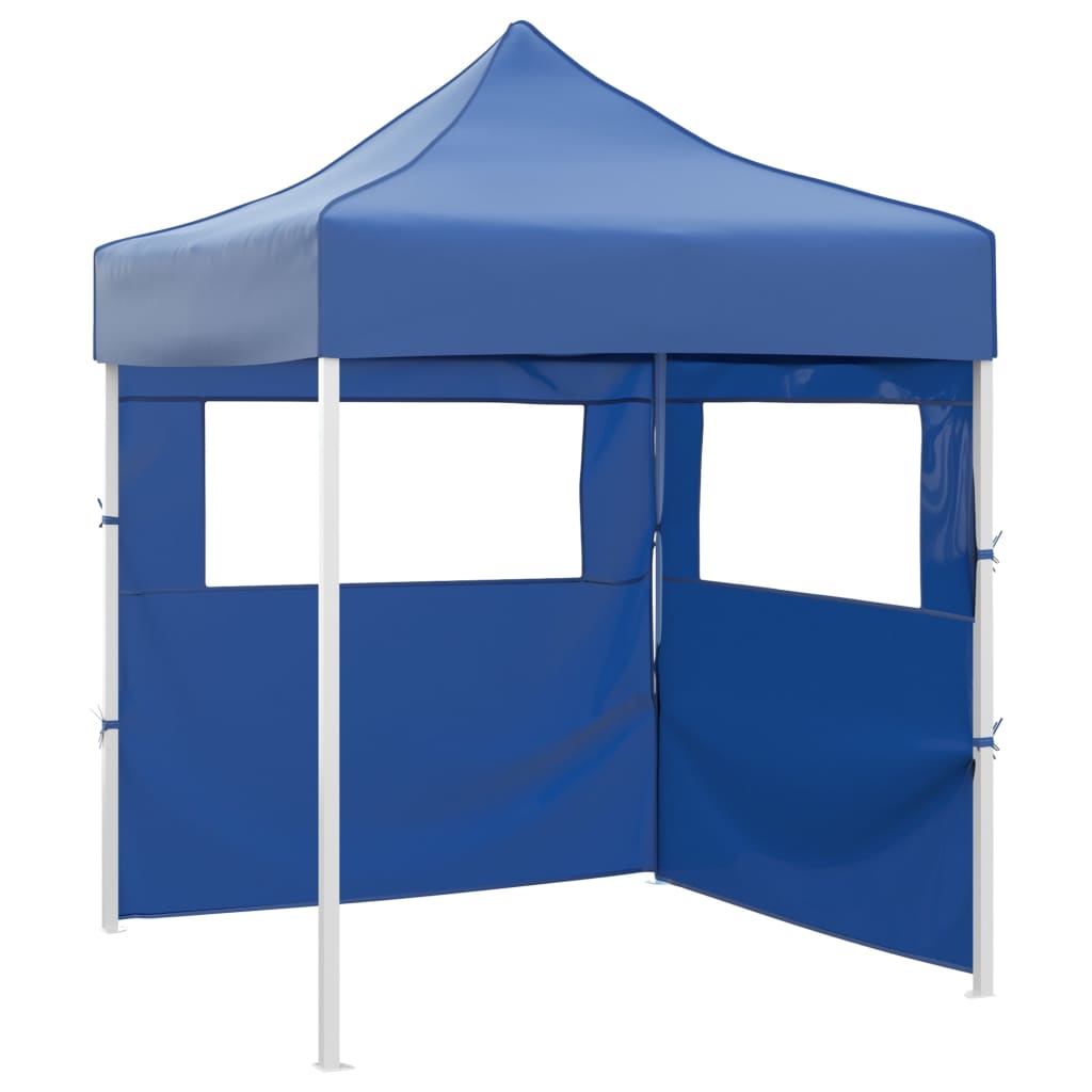 JUNG Vida Profi-Partyzelt Faltbar mit 2 Seitenwänden 2×2m Stahl Blau