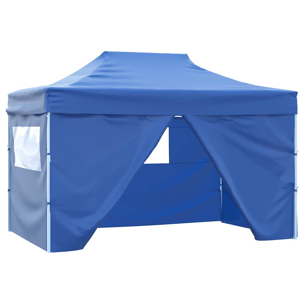 JUNG Vida Profi-Partyzelt Faltbar mit 4 Seitenwänden 3×4m Stahl Blau