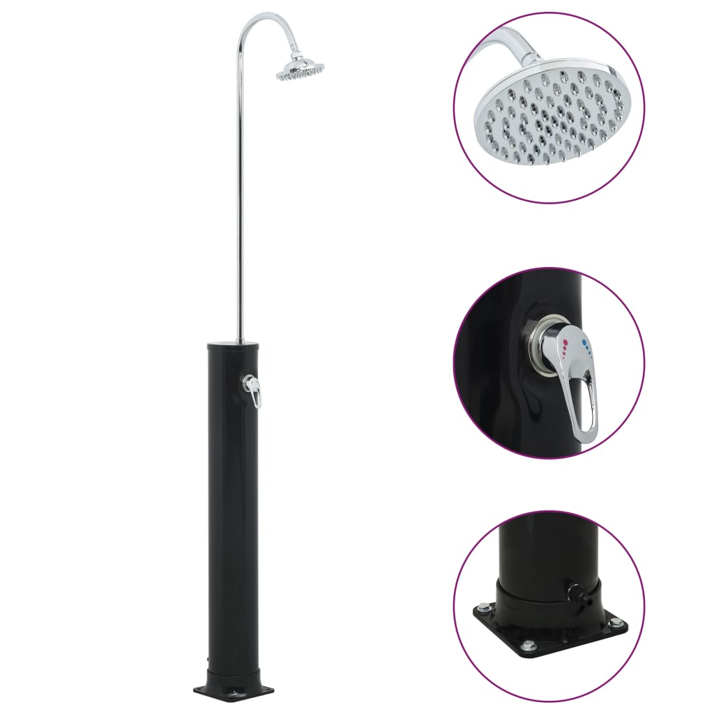 JUNG Vida Solardusche Schwarz 220 cm 20 L