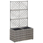 JUNG Vida Hochbeet mit Rankgitter 2 Töpfe 58×30×107cm Poly Rattan Grau