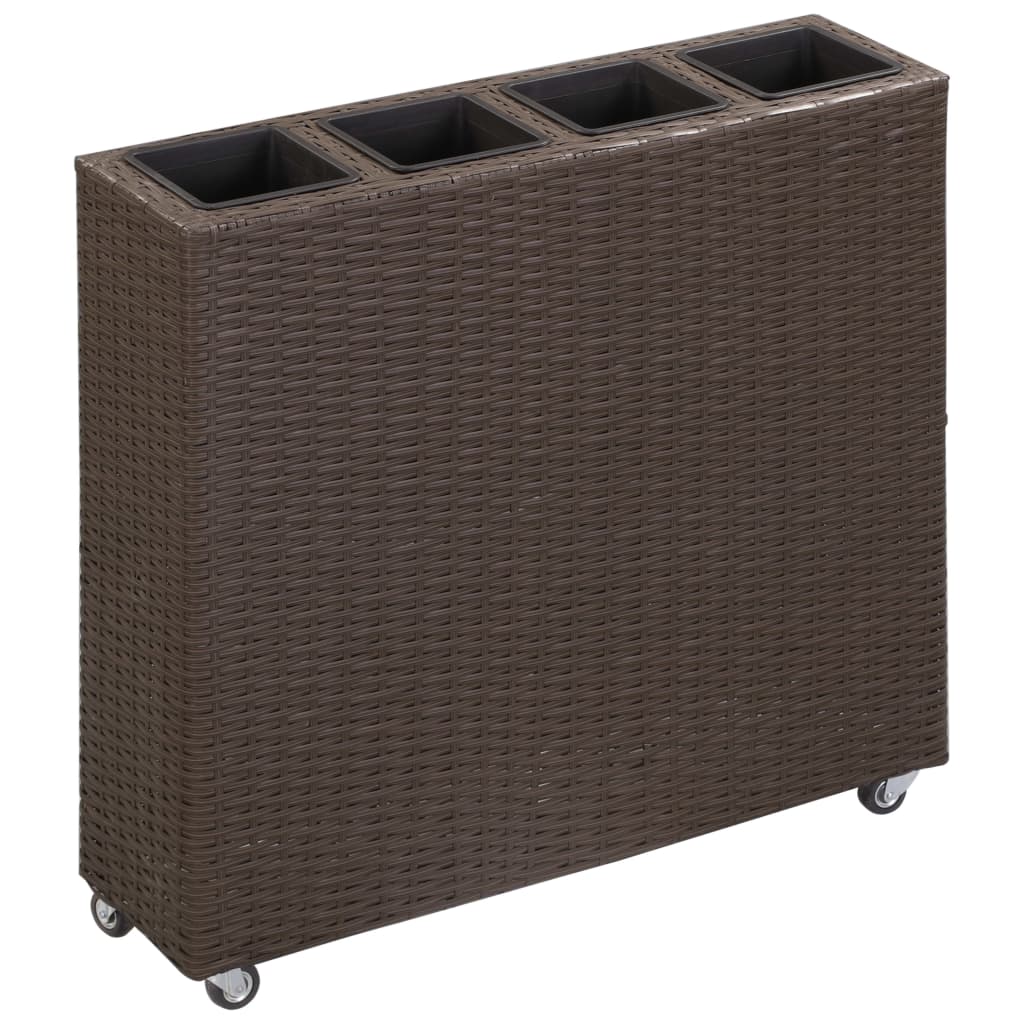 JUNG Vida Garten-Hochbeet mit 4 Töpfen 80x22x79 cm Poly Rattan Braun