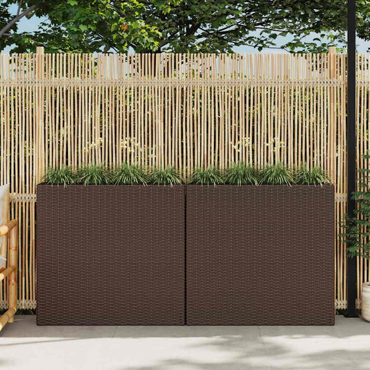 JUNG Vida Garten-Hochbeet mit 4 Töpfen 2 Stk. Poly Rattan Braun