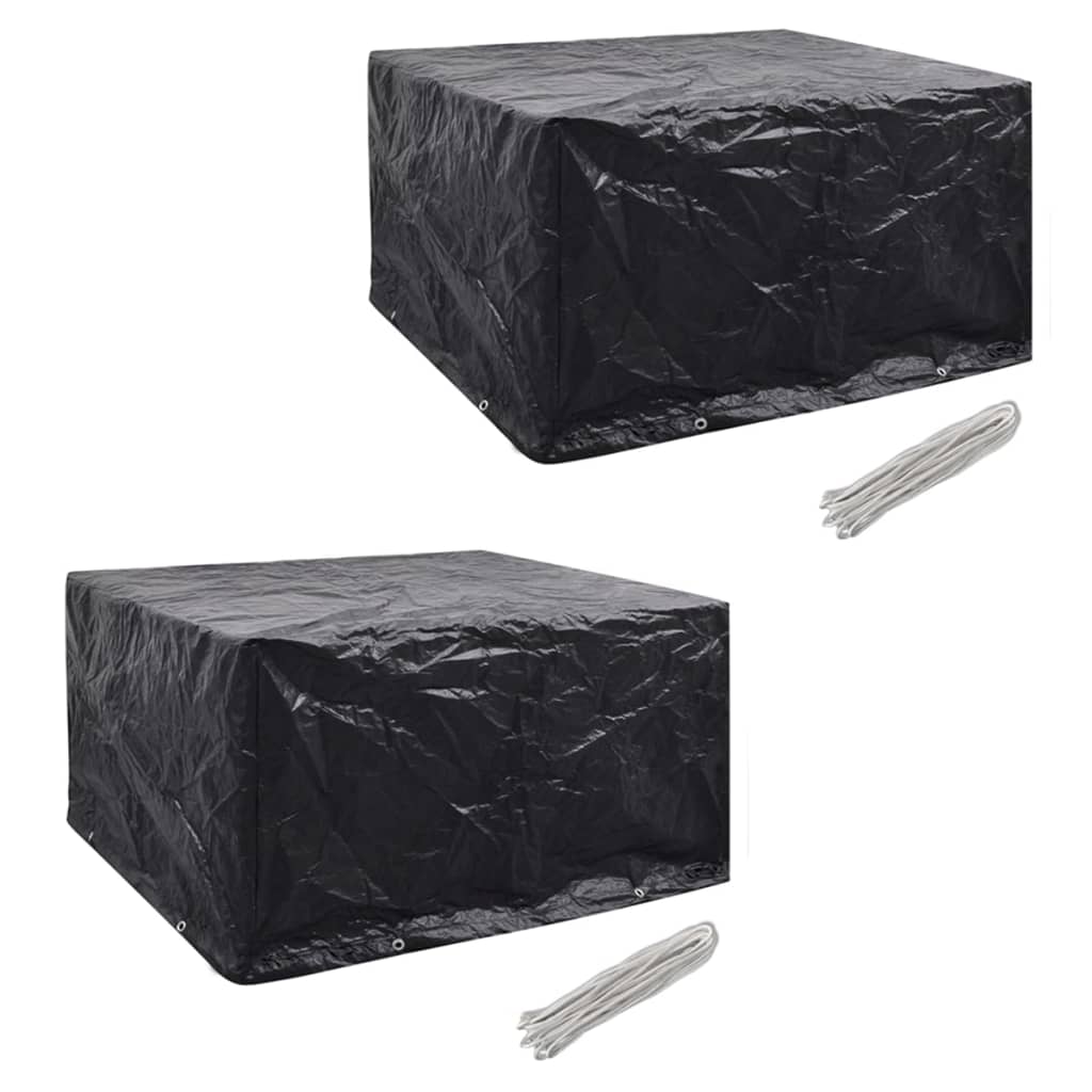 JUNG Vida Gartenmöbel-Abdeckungen 2 Stk. 6 Personen Poly Rattan 8 Ösen