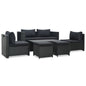 JUNG Vida 6-tlg. Garten-Lounge-Set mit Auflagen Poly Rattan Schwarz