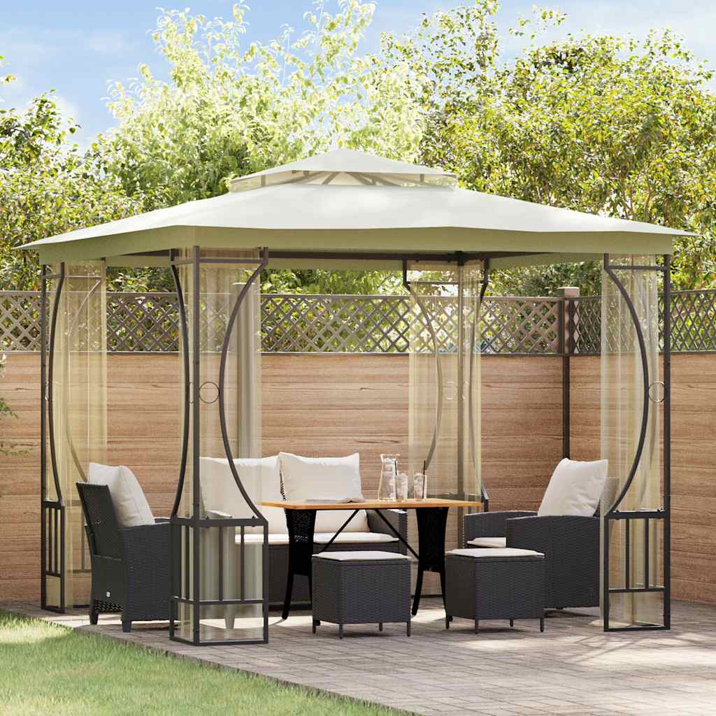 JUNG Vida Pavillon mit Netz 300x300x265 cm Creme