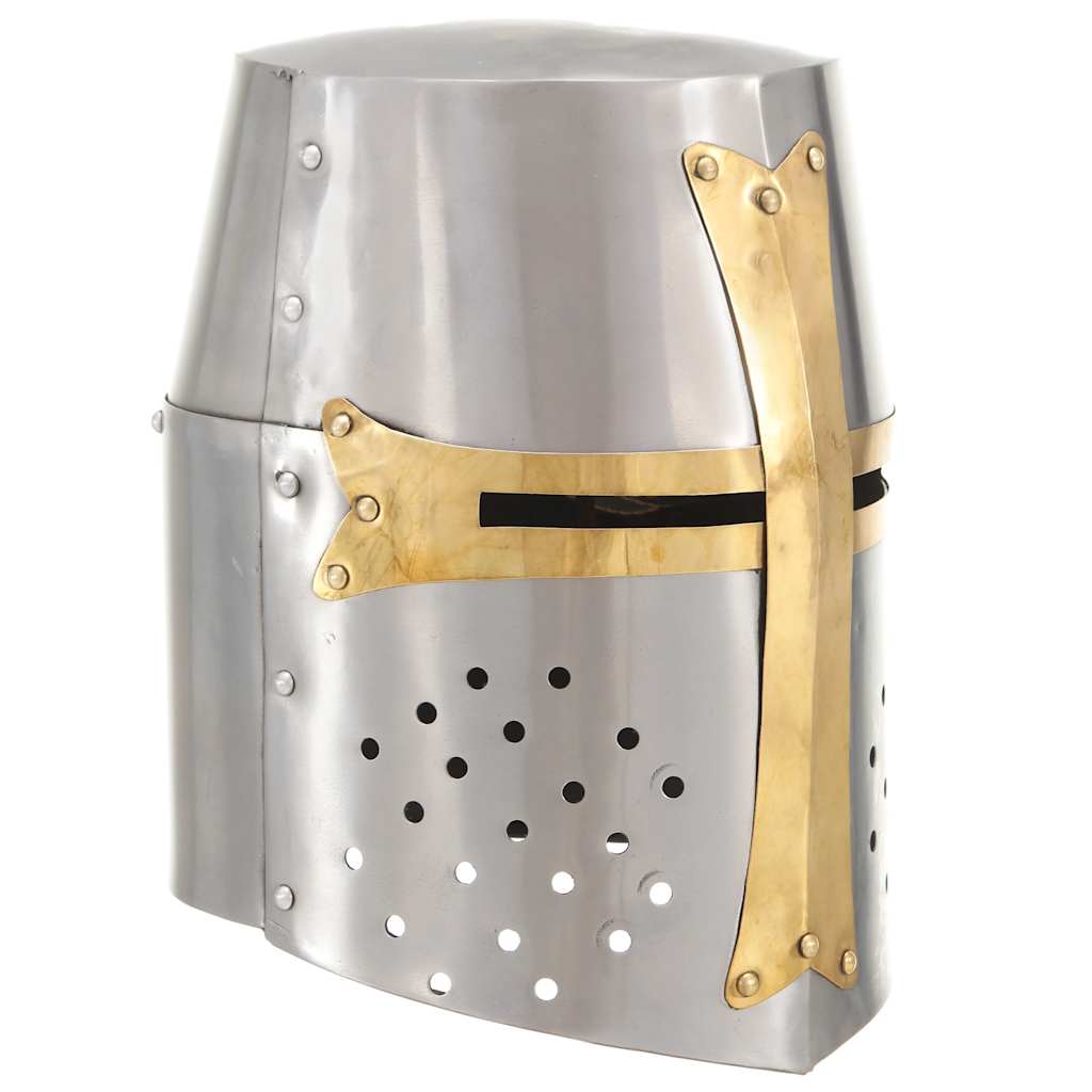 JUNG Vida Mittelalterlicher Kreuzritter-Helm Antik Replik LARP Silbern Stahl