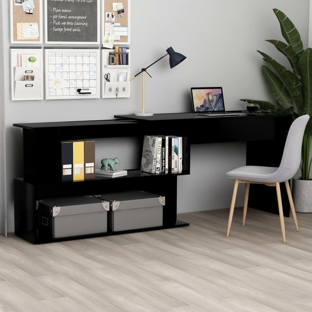JUNG Vida Eckschreibtisch Schwarz 200x50x76 cm Holzwerkstoff
