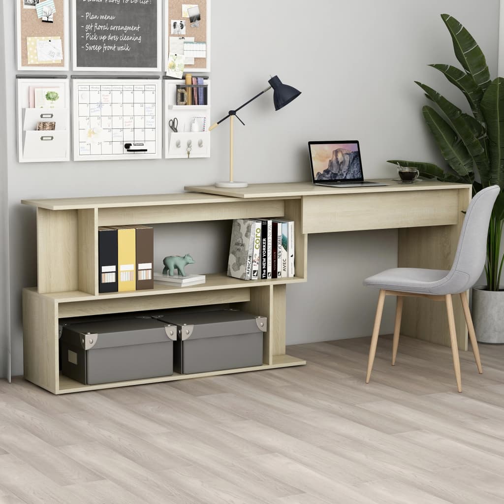 JUNG Vida Eckschreibtisch Sonoma-Eiche 200x50x76 cm Holzwerkstoff