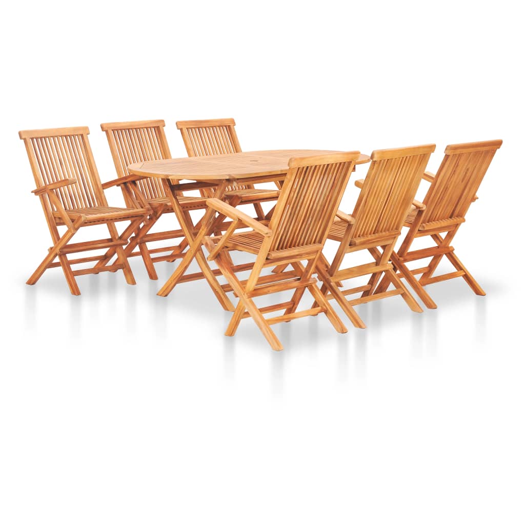 JUNG Vida 7-tlg. Garten-Essgruppe Klappbar Massivholz Teak