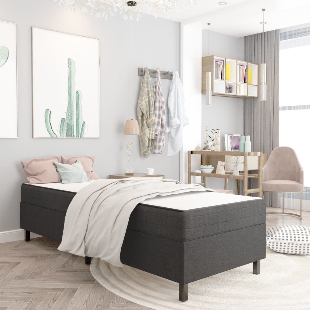 JUNG Vida Boxspring-Bettgestell Grau Stoff 90x200 cm