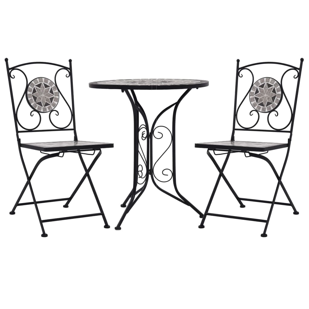 JUNG Vida 3-tlg. Bistro-Set Mosaik Keramik Grau