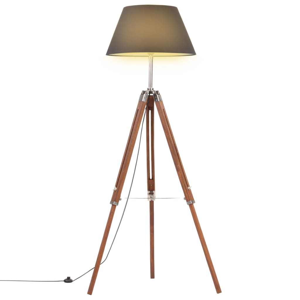 JUNG Vida Stativlampe Honigbraun und Schwarz Teak Massivholz 141 cm