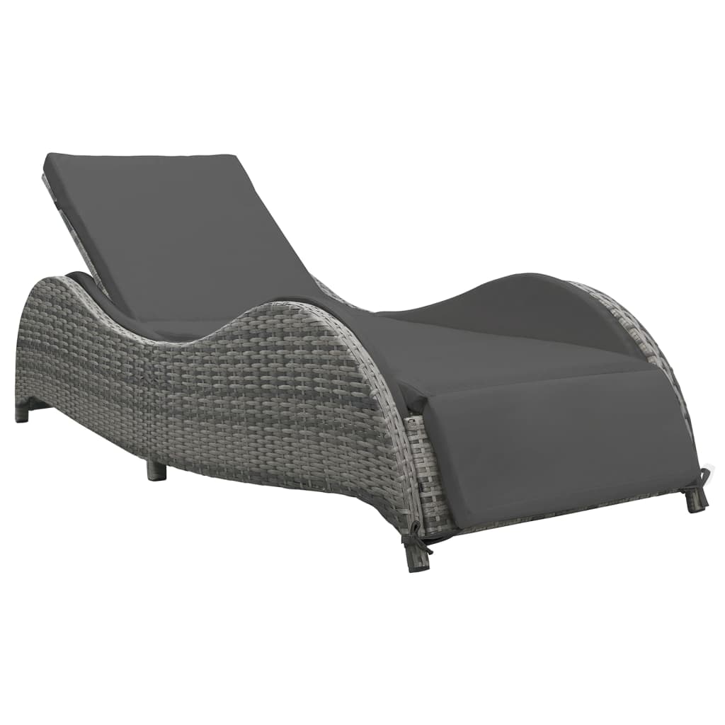 JUNG Vida Sonnenliege mit Auflage Poly Rattan Anthrazit