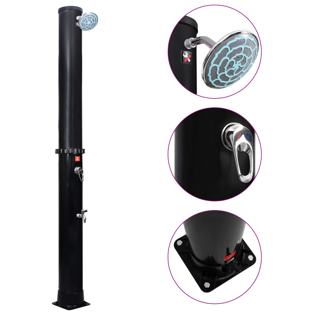 JUNG Vida Solardusche mit Duschkopf und Wasserhahn 40 L
