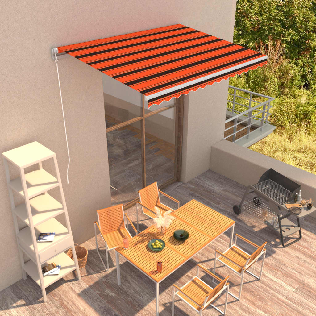 JUNG Vida Einziehbare Markise Handbetrieben 350 x 250 cm Orange und Braun