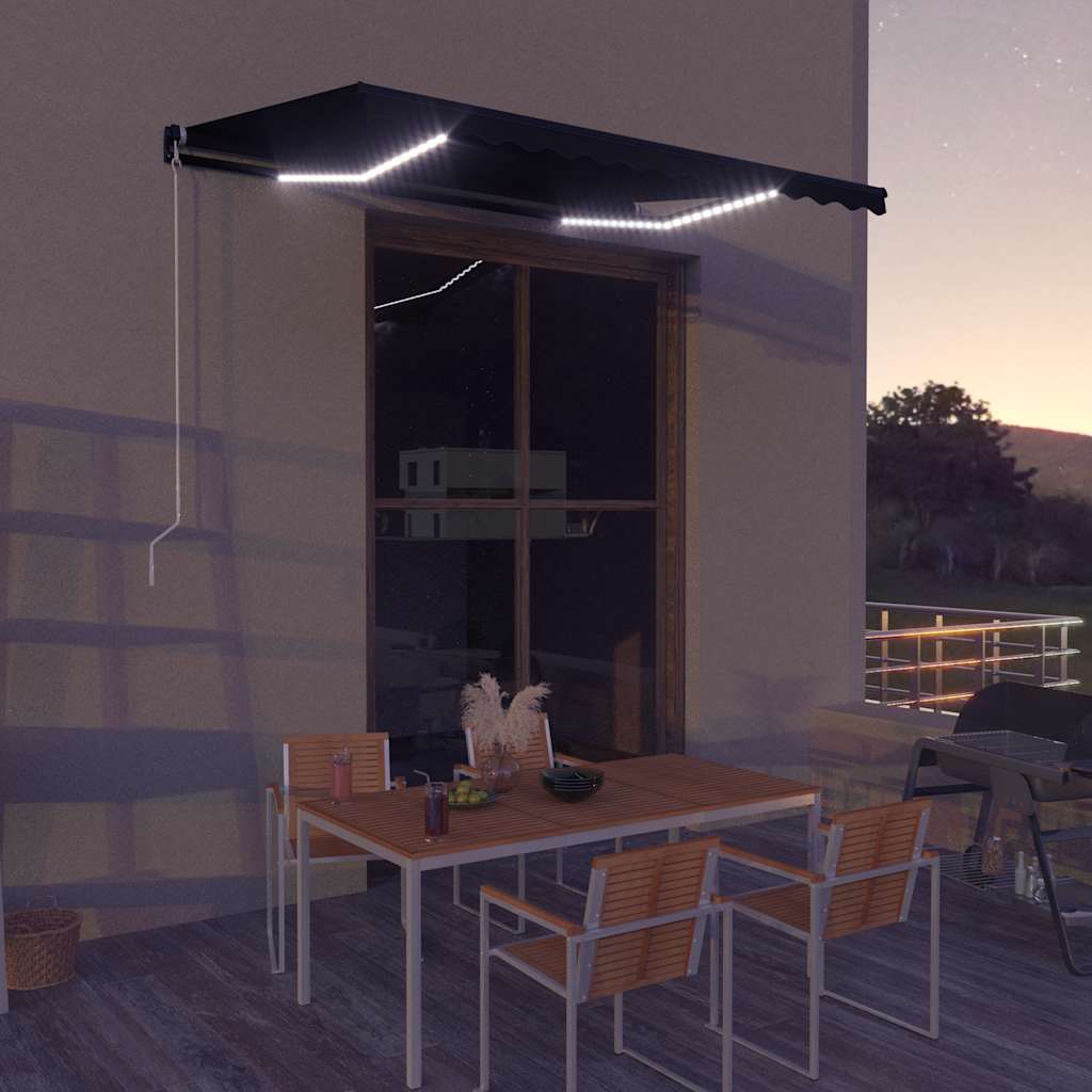 JUNG Vida Markise Manuell Einziehbar mit LED 350x250 cm Anthrazit