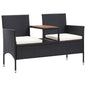 JUNG Vida 2-Sitzer-Gartenbank mit Teetisch 143 cm Poly Rattan Schwarz