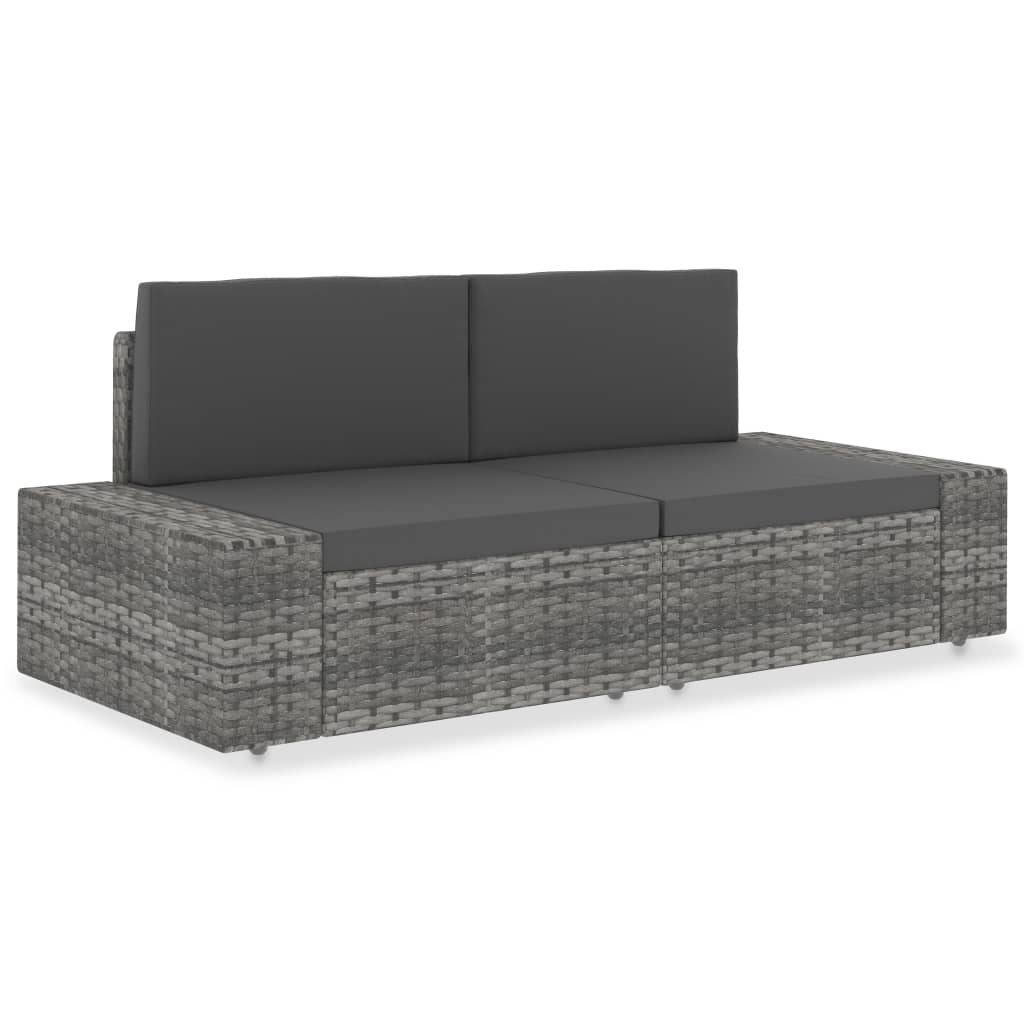 JUNG Vida Modulares 2-Sitzer-Sofa Poly Rattan Grau
