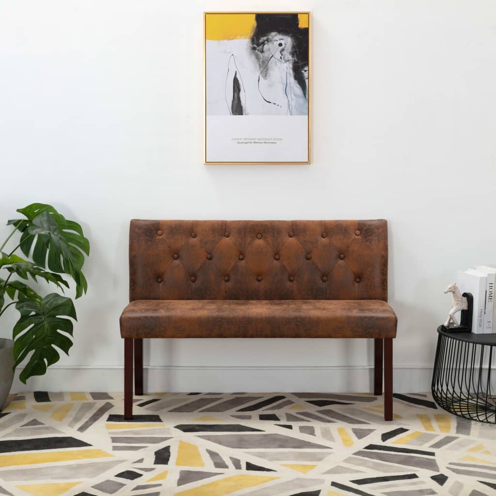 JUNG Vida Sitzbank 120 cm Braun Wildleder-Optik