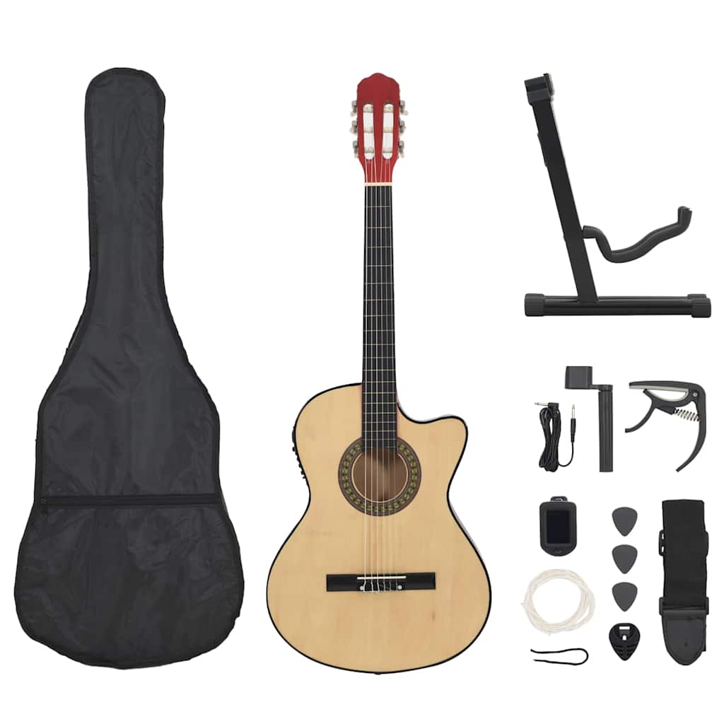 JUNG Vida 12-tlg. Westerngitarre Set mit Equalizer und 6 Saiten