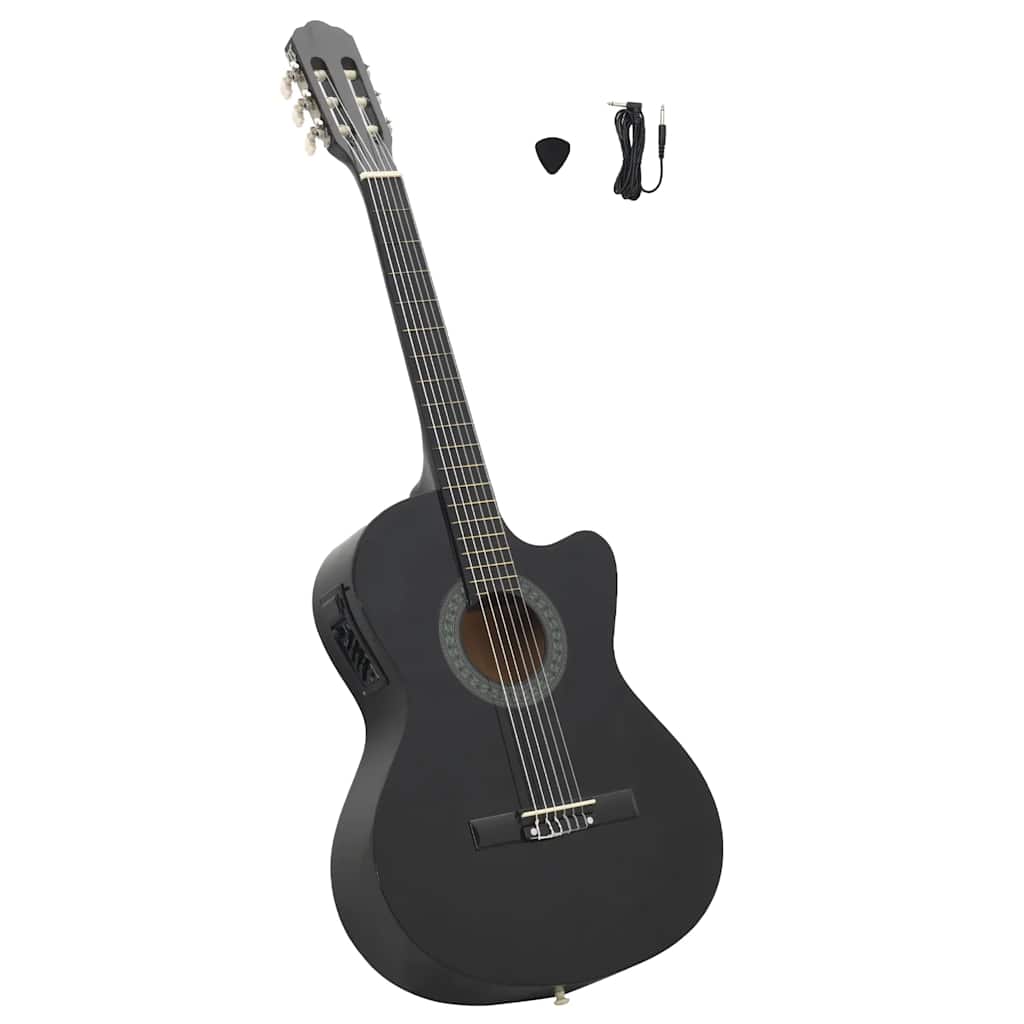 JUNG Vida Westerngitarre Cutaway mit Equalizer und 6 Saiten Schwarz