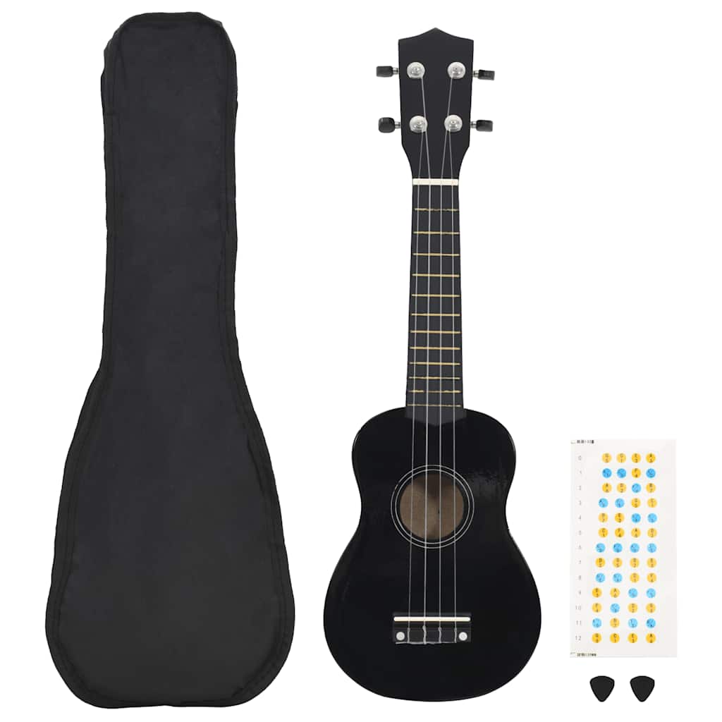 JUNG Vida Sopran-Ukulele-Set mit Tasche für Kinder Schwarz 23"