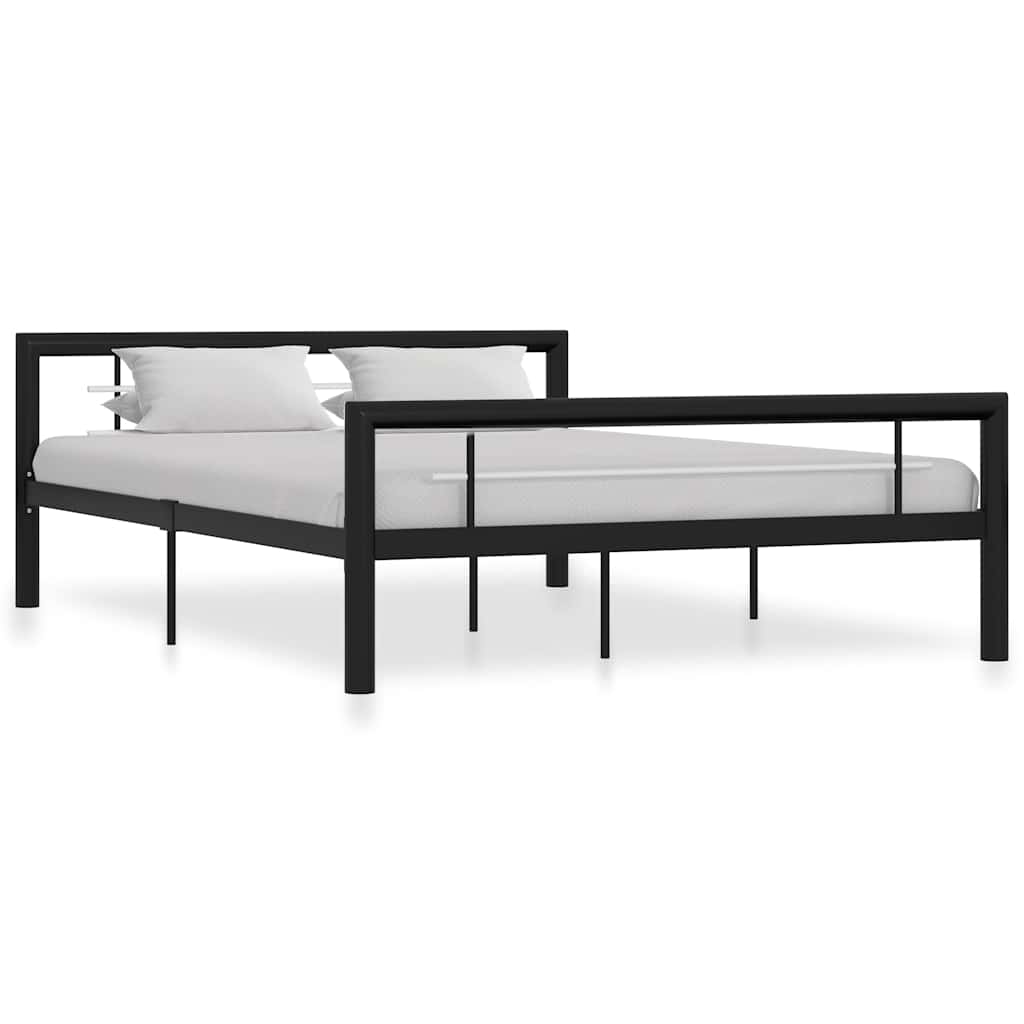 JUNG Vida Bettgestell Schwarz und Weiß Metall 140×200 cm