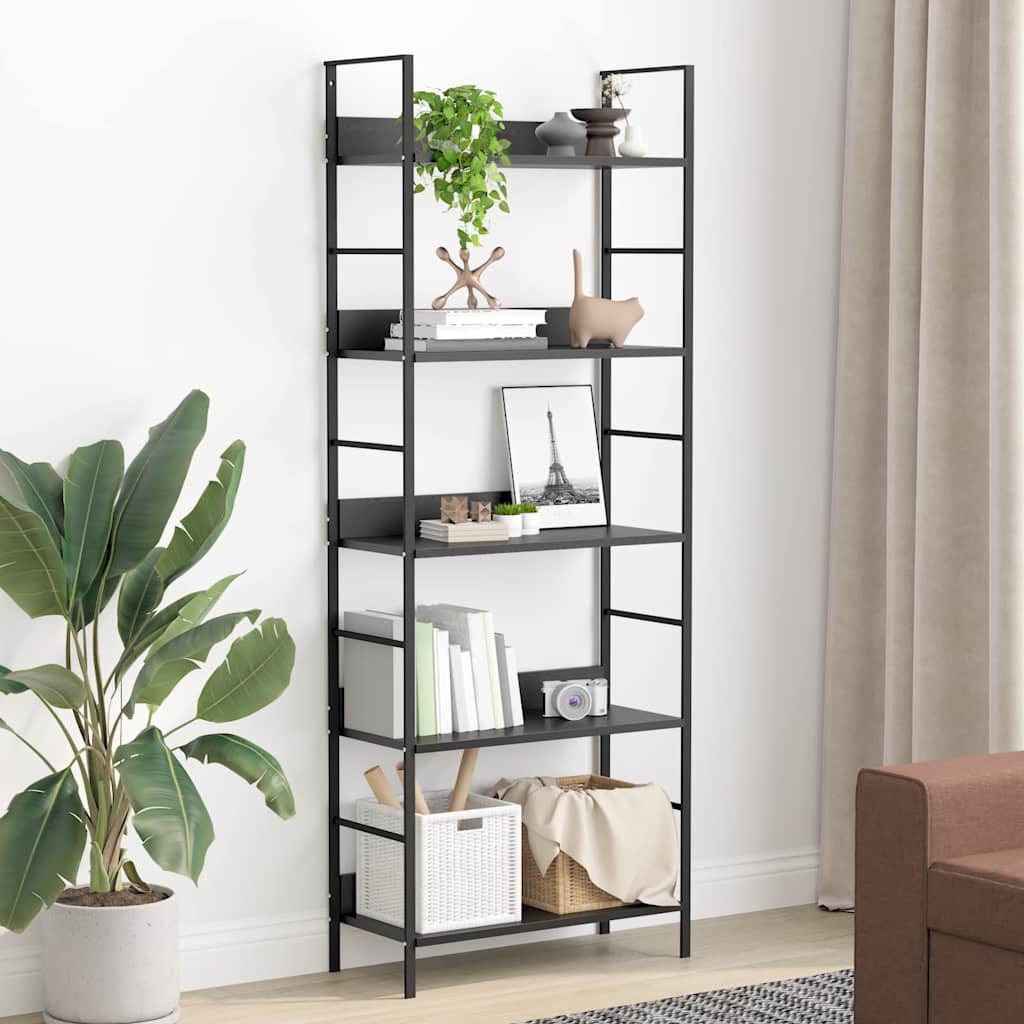 JUNG Vida Bücherregal 5 Regalböden Schwarz 60x27,6x158,5 cm Holzwerkstoff