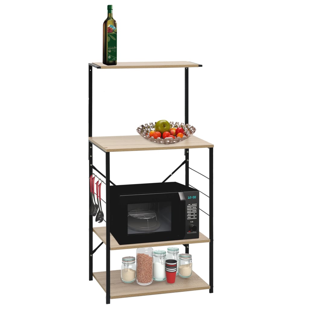 JUNG Vida Mikrowellenregal Schwarz Eiche 60x39,6x123 cm Holzwerkstoff
