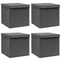 JUNG Vida Aufbewahrungsboxen mit Deckeln 4 Stk. Grau 32x32x32 cm Stoff
