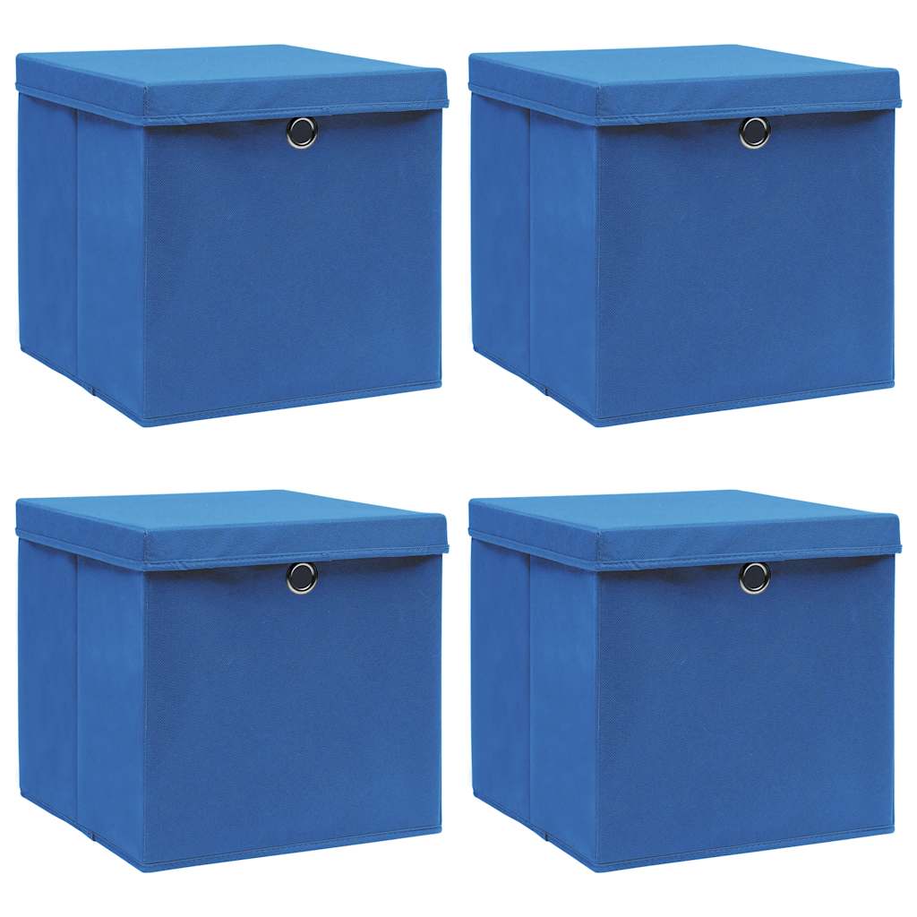 JUNG Vida Aufbewahrungsboxen mit Deckeln 4 Stk. Blau 32x32x32 cm Stoff