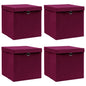 JUNG Vida Aufbewahrungsboxen mit Deckeln 4Stk. Dunkelrot 32x32x32cm Stoff