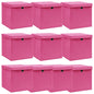 JUNG Vida Aufbewahrungsboxen mit Deckeln 10 Stk. Rosa 32x32x32 cm Stoff