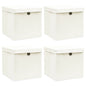 JUNG Vida Aufbewahrungsboxen mit Deckeln 4 Stk. Weiß 32x32x32 cm Stoff