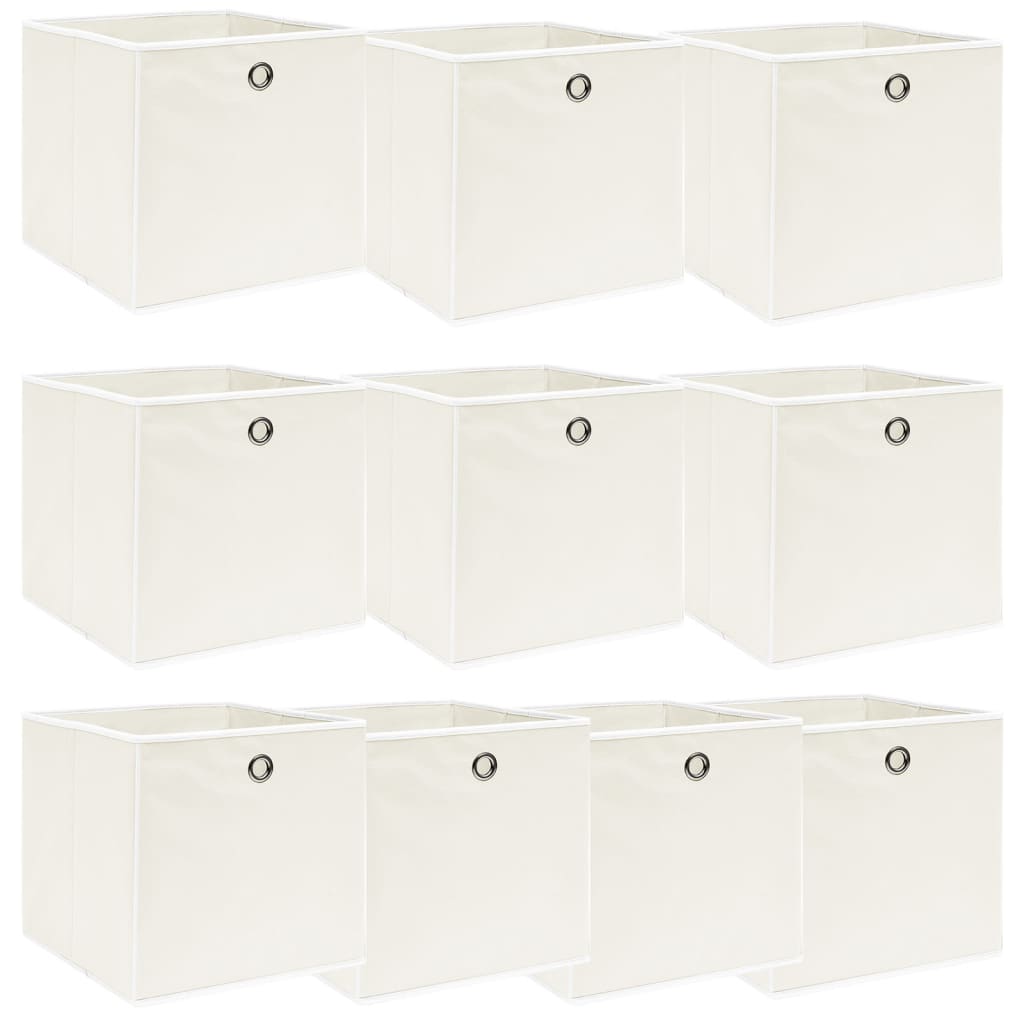 JUNG Vida Aufbewahrungsboxen 10 Stk. Weiß 32x32x32 cm Stoff