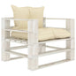 JUNG Vida Garten-Palettensofa mit Kissen in Creme Holz