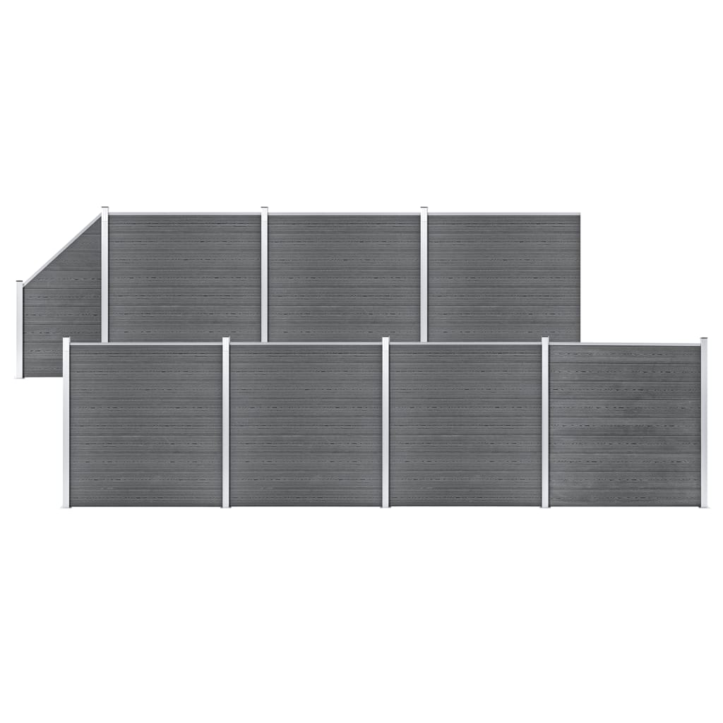JUNG Vida WPC Zaun-Set 7 Quadrate + 1 Schräge 1311x186 cm Grau