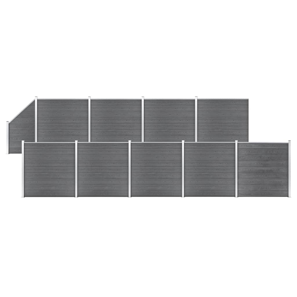 JUNG Vida WPC Zaun-Set 9 Quadrate + 1 Schräge 1657x186 cm Grau
