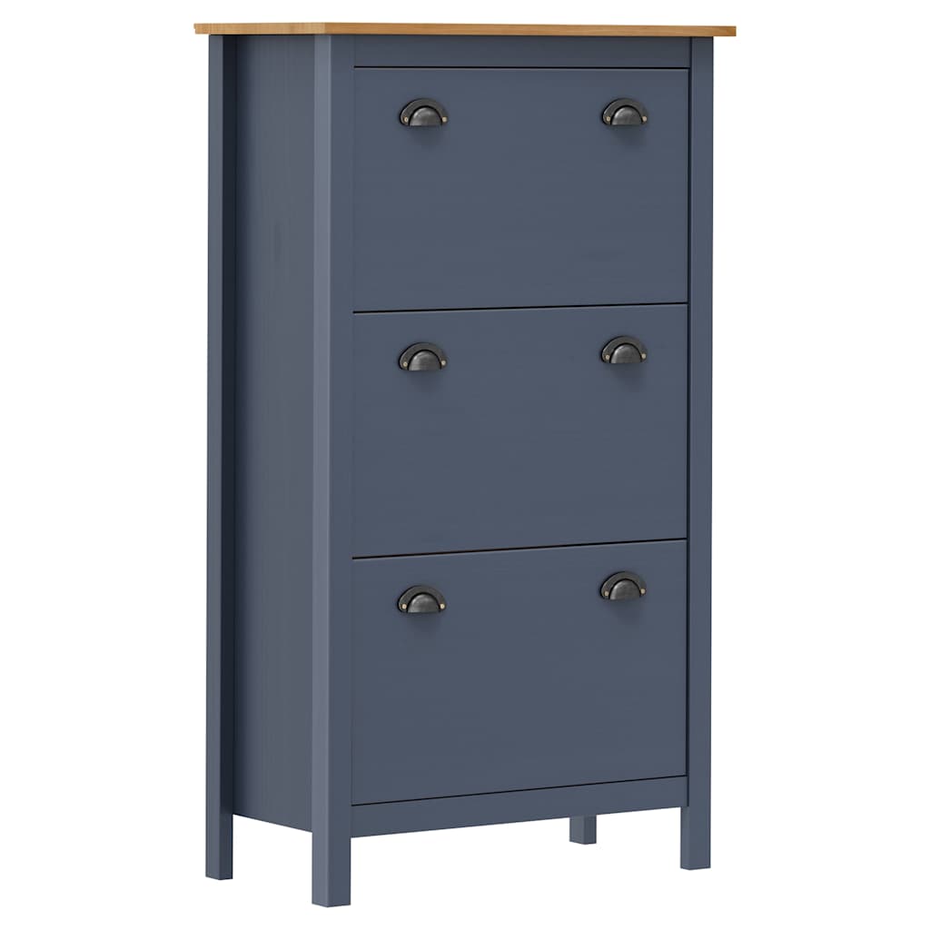 JUNG Vida Schuhschrank Hill Grau 72x35x124 cm Massivholz Kiefer