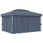 JUNG Vida Pavillon mit Vorhang 4x3 m Anthrazit Aluminium