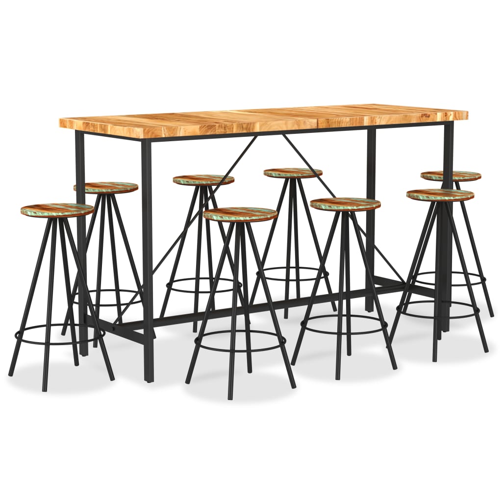 JUNG Vida 9-tlg. Bar-Set Massivholz Akazie und Altholz