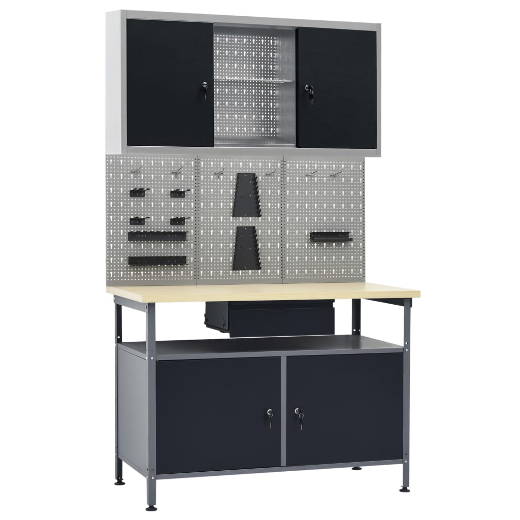 JUNG Vida Werkbank mit 3 Werkzeugwänden und 1 Wandschrank