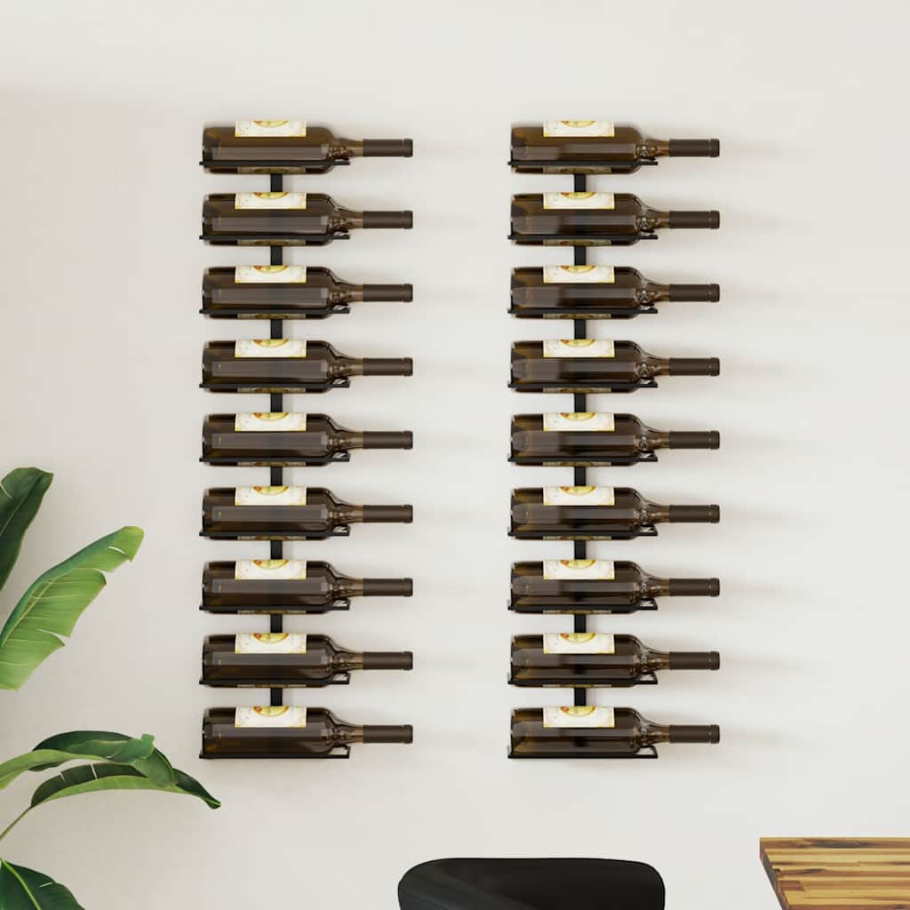 JUNG Vida Wand-Weinregale für 18 Flaschen 2 Stk. Schwarz Eisen